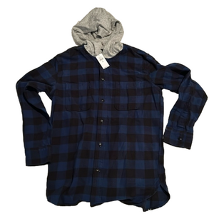 Gap kids flannel button-down hoodie